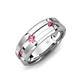 5 - Adam 7.50 mm Kite Set Evenly Spaced Princess Cut Pink Tourmaline Mens Wedding band 