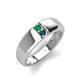 3 - Ethan 3.00 mm Round Emerald and London Blue Topaz 2 Stone Men Wedding Ring 