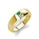 3 - Ethan 3.00 mm Round Emerald and Lab Grown Diamond 2 Stone Men Wedding Ring 