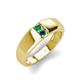 3 - Ethan 3.00 mm Round Emerald and Blue Diamond 2 Stone Men Wedding Ring 