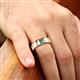 5 - Ethan 3.00 mm Round Emerald and Turquoise 2 Stone Men Wedding Ring 