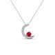 1 - Lunara 0.21 ctw Ruby With Natural Diamonds Lunate Moon Pendant 