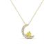 1 - Lunara 0.22 ctw Yellow Sapphire With Natural Diamonds Lunate Moon Pendant 