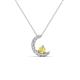 1 - Lunara 0.22 ctw Yellow Sapphire With Natural Diamonds Lunate Moon Pendant 