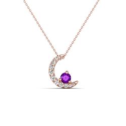 Lunara ctw Amethyst With Natural Diamonds Lunate Moon Pendant Amethyst With Natural Diamonds Lunate Moon Pendant in K Rose Gold