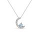 1 - Lunara 0.19 ctw Aquamarine With Natural Diamonds Lunate Moon Pendant 