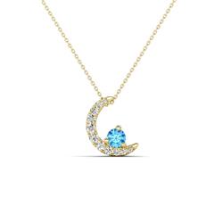 Lunara ctw Blue Topaz With Natural Diamonds Lunate Moon Pendant Blue Topaz With Natural Diamonds Lunate Moon Pendant in K Yellow Gold