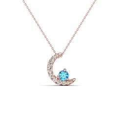 Lunara ctw Blue Topaz With Natural Diamonds Lunate Moon Pendant Blue Topaz With Natural Diamonds Lunate Moon Pendant in K Rose Gold