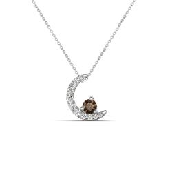 Lunara ctw Smoky Quartz With Natural Diamonds Lunate Moon Pendant Smoky Quartz With Natural Diamonds Lunate Moon Pendant in K White Gold