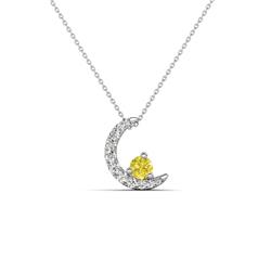 Lunara ctw Yellow Diamond With Natural Diamonds Lunate Moon Pendant Yellow Diamond With Natural Diamonds Lunate Moon Pendant in K White Gold