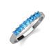 2 - Erica 3.00 mm Princess Cut Blue Topaz 7 Stone Wedding Band 