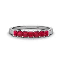 Erica Princess Cut Ruby Stone Wedding Band Princess Cut Ruby ctw Stone Side Gallery Womens Wedding Band Stackable K White Gold