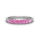 1 - Erica 3.00 mm Princess Cut Pink Sapphire 7 Stone Wedding Band 