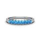 1 - Erica 3.00 mm Princess Cut Blue Topaz 7 Stone Wedding Band 