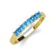 2 - Erica 3.00 mm Princess Cut Blue Topaz 7 Stone Wedding Band 