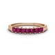 1 - Erica 3.00 mm Princess Cut Rhodolite Garnet 7 Stone Wedding Band 