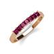 2 - Erica 3.00 mm Princess Cut Rhodolite Garnet 7 Stone Wedding Band 