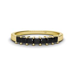Erica Princess Cut Black Diamond Stone Wedding Band Princess Cut Black Diamond ctw Stone Side Gallery Womens Wedding Band Stackable K Yellow Gold