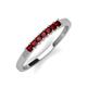 2 - Erica 2.50 mm Princess Cut Red Garnet 7 Stone Wedding Band 