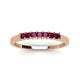 3 - Erica 2.50 mm Princess Cut Rhodolite Garnet 7 Stone Wedding Band 