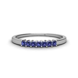 Erica Princess Cut Iolite Stone Wedding Band Princess Cut Iolite ctw Stone Side Gallery Womens Wedding Band Stackable K White Gold