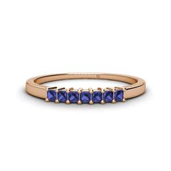 Erica Princess Cut Iolite Stone Wedding Band Princess Cut Iolite ctw Stone Side Gallery Womens Wedding Band Stackable K Rose Gold