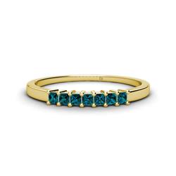 Erica Princess Cut Blue Diamond Stone Wedding Band Princess Cut Blue Diamond ctw Stone Side Gallery Womens Wedding Band Stackable K Yellow Gold
