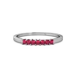 Evia ctw Ruby Seven Stone Wedding Band ctw Princess Shape Ruby Wedding Band Using Prong Setting in K White Gold 