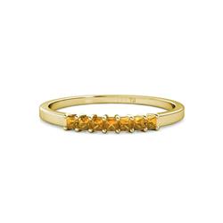 Evia ctw Citrine Seven Stone Wedding Band ctw Princess Shape Citrine Wedding Band Using Prong Setting in K Yellow Gold 