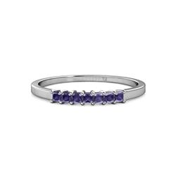 Evia ctw Iolite Seven Stone Wedding Band ctw Princess Shape Iolite Wedding Band Using Prong Setting in K White Gold 