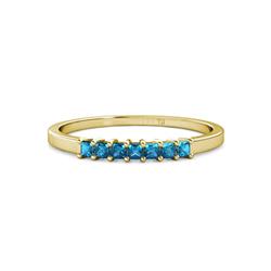 Evia ctw Blue Diamond Seven Stone Wedding Band ctw Princess Shape Blue Diamond Wedding Band Using Prong Setting in K Yellow Gold 