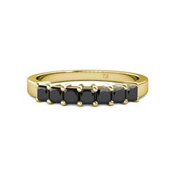 Evia ctw Black Diamond Seven Stone Wedding Band ctw Princess Shape Black Diamond Wedding Band Using Prong Setting in K Yellow Gold 