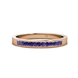 Aaryn Iolite Wedding Band Princess Cut Iolite Channel Set Womens Wedding Band Stackable ctw K Rose Gold