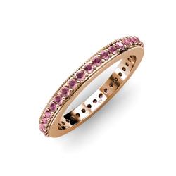 Caitlin Rhodolite Garnet Eternity Band Rhodolite Garnet Micro Pave Set Eternity Band with Milgrain Work ctw in K Rose Gold