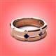 2 - Adam 7.50 mm Kite Set Evenly Spaced Princess Cut Blue Sapphire Mens Wedding band 