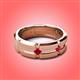 2 - Adam 7.50 mm Kite Set Evenly Spaced Princess Cut Ruby Mens Wedding band 