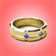 2 - Adam 7.50 mm Kite Set Evenly Spaced Princess Cut Tanzanite Mens Wedding band 