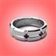 2 - Adam 7.50 mm Kite Set Evenly Spaced Princess Cut Rhodolite Garnet Mens Wedding band 