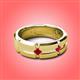 2 - Adam 7.50 mm Kite Set Evenly Spaced Princess Cut Ruby Mens Wedding band 