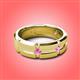 2 - Adam 7.50 mm Kite Set Evenly Spaced Princess Cut Pink Sapphire Mens Wedding band 