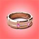 2 - Adam 7.50 mm Kite Set Evenly Spaced Princess Cut Pink Sapphire Mens Wedding band 