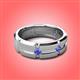 2 - Adam 7.50 mm Kite Set Evenly Spaced Princess Cut Tanzanite Mens Wedding band 