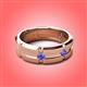 2 - Adam 7.50 mm Kite Set Evenly Spaced Princess Cut Tanzanite Mens Wedding band 