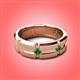 2 - Adam 7.50 mm Kite Set Evenly Spaced Princess Cut Green Garnet Mens Wedding band 
