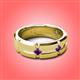 3 - Adam 7.50 mm Kite Set Evenly Spaced Princess Cut Amethyst Mens Wedding band 