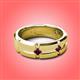 2 - Adam 7.50 mm Kite Set Evenly Spaced Princess Cut Rhodolite Garnet Mens Wedding band 