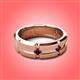 2 - Adam 7.50 mm Kite Set Evenly Spaced Princess Cut Rhodolite Garnet Mens Wedding band 
