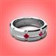 2 - Adam 7.50 mm Kite Set Evenly Spaced Princess Cut Ruby Mens Wedding band 