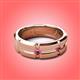 2 - Adam 7.50 mm Kite Set Evenly Spaced Princess Cut Pink Tourmaline Mens Wedding band 