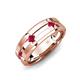 3 - Adam 7.50 mm Kite Set Evenly Spaced Princess Cut Ruby Mens Wedding band 
